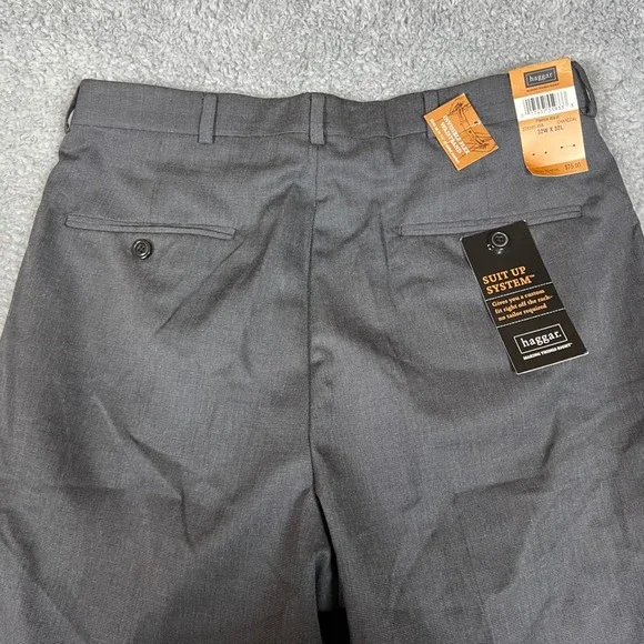 Haggar Dress Pants Mens 32x32 Charcoal NEW Pleated Invisible Flex 228369 456 - Picture 4 of 10